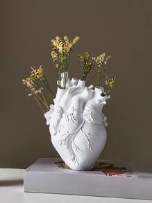 1 件古董人造心形花托，心形家居装饰桌面装饰品 - 白色 - 查看 2