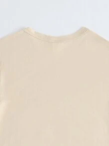 SHEIN Chicas Camiseta con estampado de slogan y dibujos animados - Albaricoque - Ver 3