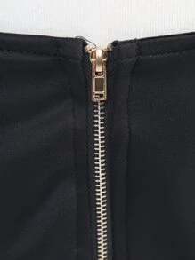 Chain Strap Bustier Mesh Insert Crop Corset Top - Black - View 7