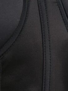 Chain Strap Bustier Mesh Insert Crop Corset Top - Black - View 8