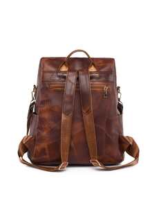 Tassel Decor Classic Backpack for Women, Rookies & White-collar Workers - Brown - View 2