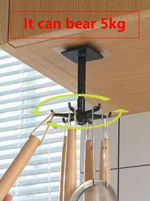 1pc/2pcs/4pcs 6-Hook Rotatable Hanger (Random Color) - Black - View 6