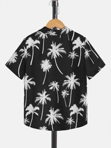 SHEIN Boys Coconut Tree Print Shirt Without Tee - Black - View 2