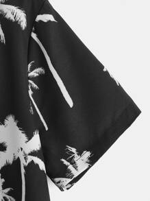 SHEIN Boys Coconut Tree Print Shirt Without Tee - Black - View 4