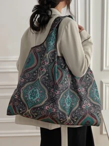 Paisley Graphic Shopper Bag Large Tote Bag - Multicolor - View 1