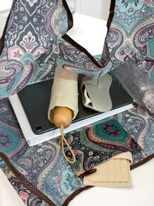 Paisley Graphic Shopper Bag Large Tote Bag - Multicolor - View 3