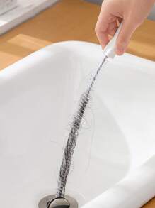 1pc Sewer Dredging Tool, Sink Drain Overflow Cleaning Brush, Household Sewer Hair Catcher - White - View 2