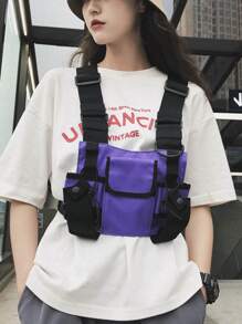 Streetwear Bag Unisex Black Functional Chest Rig Bags Adjustable Vest Hip-hop Chest Bag Woman Fashion Waist Pack - Purple - View 1