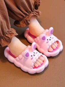 preppy Zapatillas de peluche para rosado con dibujos animados conejo en forma de con banda única Zapatillas - Rosa - Ver 4