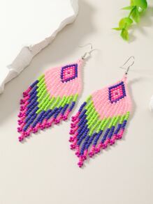 釘珠流蘇耳墜 - 彩色 - 查看 2