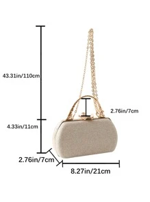 金屬亮絲蝴蝶裝飾盒型包 - 金色 - 查看 6