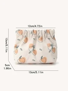 1pc Orange Pattern Storage Bag, Cartoon Orange Pattern PU Sanitary Napkin Bag For Travel