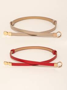 2pcs Minimalist Solid Belt - Multicolor - View 2