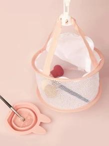 1入組晾乾網紗籃子和1入組矽膠磨砂膏墊粉色 - 粉色 - 查看 1