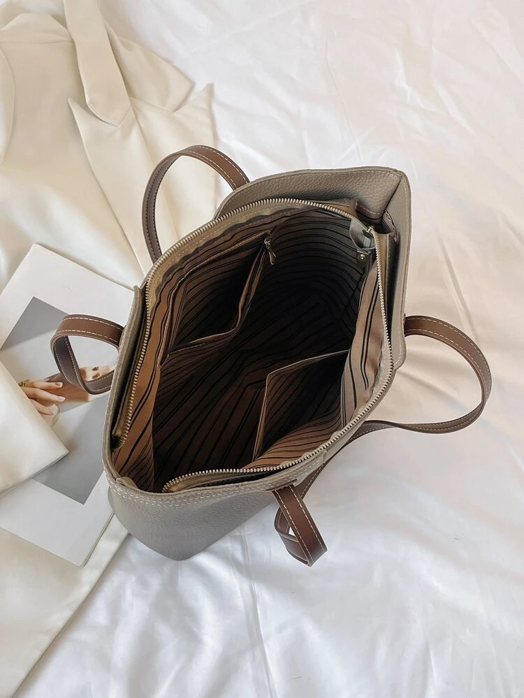 Vintage Lychee Pattern Large Capacity Tote Bag Women Shoulder Bag School Bag,Large Capacity,Classic Casual,Portable, Suitable For Teen Girls Women College Students, Perfect For Back To School,Shopping,Middle School, High School,College, Eye-Catching Work Bags For Women