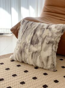 1pc Faux Rabbit Fur Jacquard Plush Pillow Cover, Without Pillow Filling - Light Grey - View 3