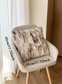 1pc Faux Rabbit Fur Jacquard Plush Pillow Cover, Without Pillow Filling - Light Grey - View 2