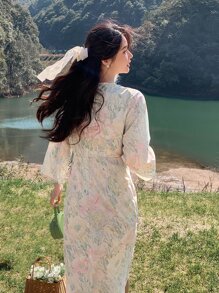 DAZY Đầm Trọn gói Hoa Tất cả trên in Boho - Nhiều màu - Xem 2