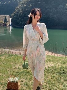 DAZY Đầm Trọn gói Hoa Tất cả trên in Boho - Nhiều màu - Xem 7