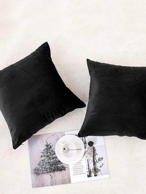 1pc Black Cushion Cover, Minimalist Fabric Decorative Throw Pillow Case