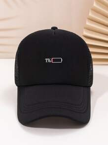 Men Letter Graphic Trucker Hat Casual - Black - View 1