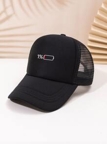 Men Letter Graphic Trucker Hat Casual - Black - View 2