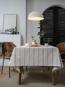 1入組條紋圖案桌布現代滌綸裝飾布餐桌套 - 彩色 - 查看 1