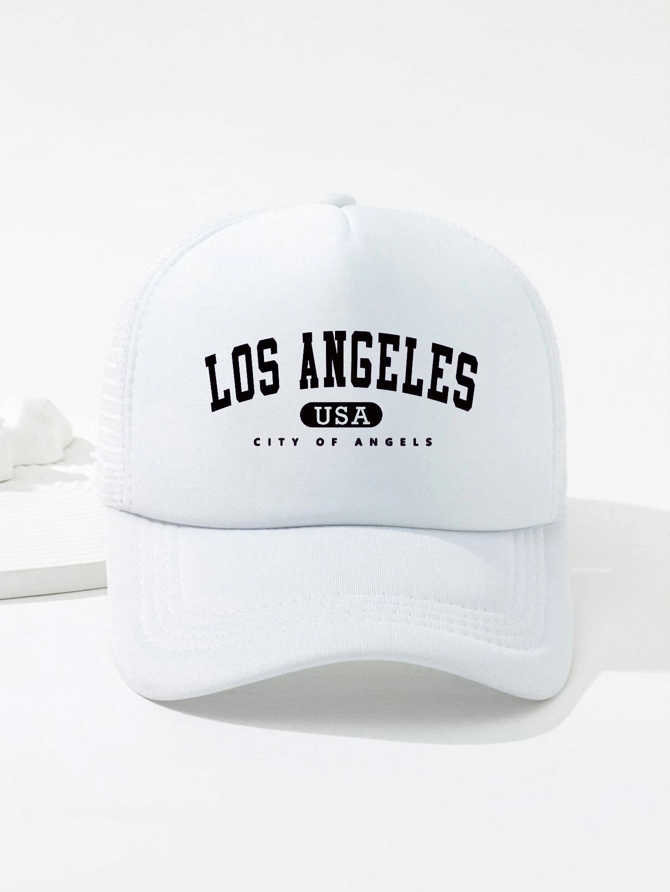 1 Nam LA In Chữ Ngoài Trời Thời Trang Thường Ngày Chống Nắng Có Thể Điều Chỉnh Kích Thước Mũ Bóng Chày, Thích Hợp Để Mặc Hàng Ngày - trắng - Xem 1