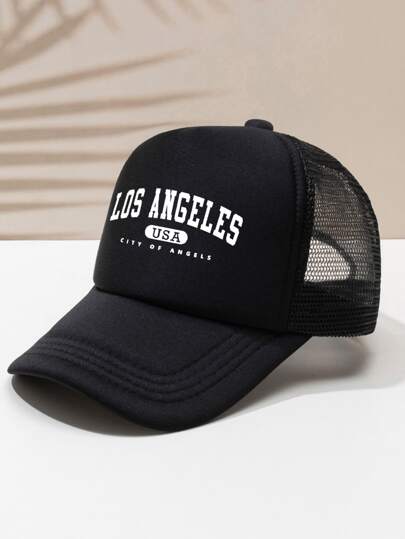 1 pieza Gorra de béisbol ajustable de protección solar casual para hombre con impresión de letra de Los Angeles para uso diario al aire libre