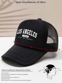 1pc Men's Los Angeles Letter Printed Outdoor Casual Sun Protection Adjustable Baseball Cap For Daily Wear - Black - View 4
