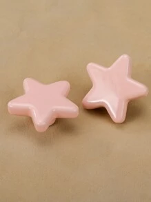 2 cái/bộ Tay Cầm Ngăn Kéo Bằng Sứ, Núm Ngăn Kéo Thiết Kế Ngôi Sao Dễ Thương Cho Gia Đình - Hồng - Xem 1