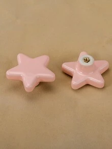 2 cái/bộ Tay Cầm Ngăn Kéo Bằng Sứ, Núm Ngăn Kéo Thiết Kế Ngôi Sao Dễ Thương Cho Gia Đình - Hồng - Xem 2