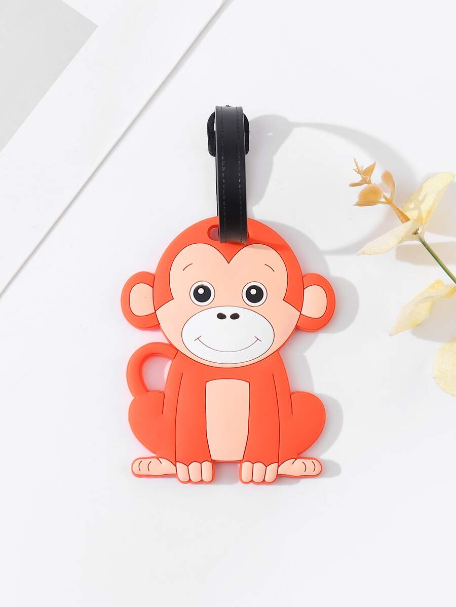 1pc Adorable Cartoon Animal Silicon Luggage Tag - Perfect for Travelers! - Orange - View 1