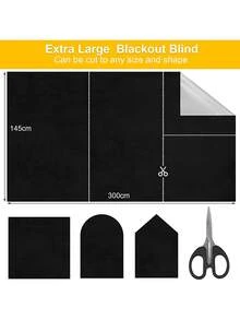 1set Solid Color Blackout Curtain & Tool, Simple Polyester Black Blackout Single Panel Curtain For Household - Black - View 4