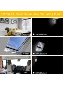 1set Solid Color Blackout Curtain & Tool, Simple Polyester Black Blackout Single Panel Curtain For Household - Black - View 7