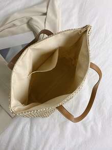 Minimalist Large Capacity Straw Bag,Perfect For Summer Beach Travel Vacation,Large Capacity Beach Bag,Perfect For Summer Beach Travel Vacation,Summer Essentials,Perfect For Vacation & Holiday,School Bag,Large Capacity,Portable,Classic Casual,For Teen Girls Women College Students,White-Collar Workers,Perfect For Work, Back To School,Middle School,High School,College,Vacation,Beach, Vacation Bag For Summer