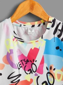 SHEIN Bộ thời trang bé trai Lá thư Giải trí - Nhiều màu - Xem 6