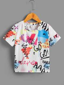 SHEIN Bộ thời trang bé trai Lá thư Giải trí - Nhiều màu - Xem 8