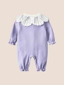 新生女嬰秋季服裝套裝，長袖連體裝公主款 - 紫色 - 查看 2