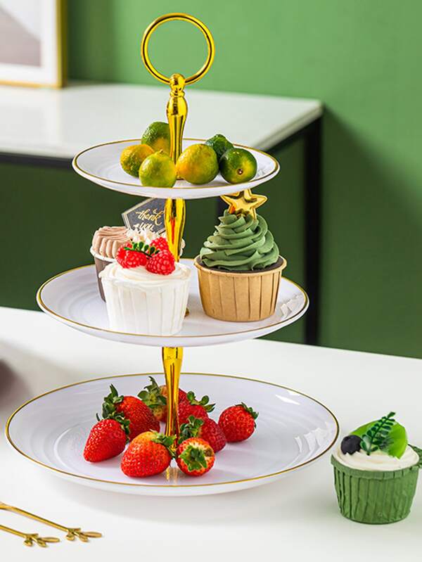 3pcs/set Plastic Food Tray, Modern Multi-layer Kitchen Serving Tray For Kitchen