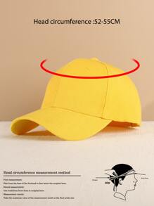 1pc Children's Solid Color Outdoor Casual Fashion Adjustable Size UV Ion Breathable Comfortable Baseball Cap, Versatile All Season - Yellow - View 4