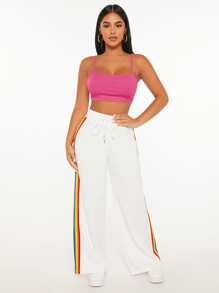 SHEIN PETITE 素色露背吊帶短上衣 - 玫紅色 - 查看 6