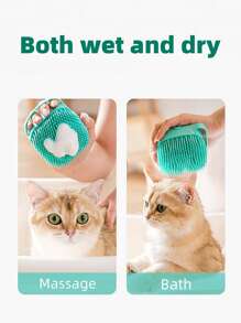 1入組矽膠寵物沐浴按摩刷 - 藍色 - 查看 5