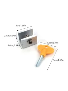 1pc Stainless Steel Fashion Sliding Door Lock, Security Lock Wing Stopper For Home - Silver - View 2