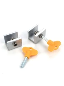 1pc Stainless Steel Fashion Sliding Door Lock, Security Lock Wing Stopper For Home - Silver - View 4