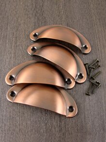 4 cái Kéo Ngăn Kéo Trơn, Kéo Tủ Sắt Tối Giản Cho Hộ Gia Đình - Cà phê nâu - Xem 1
