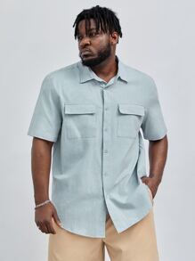 Manfinity RebelGame Men Plus Flap Pocket Shirt - Mint Blue - View 3