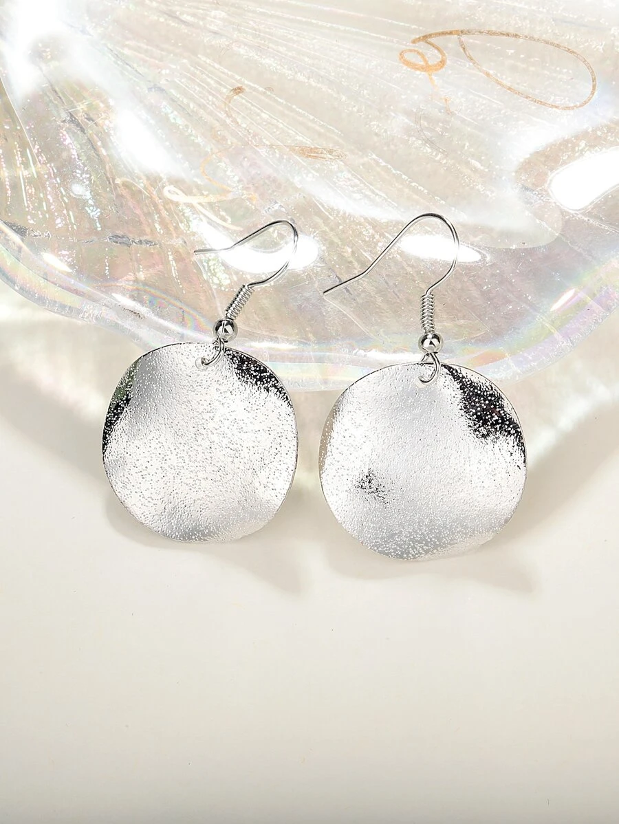 Brincos pendentes texturizado metal disco