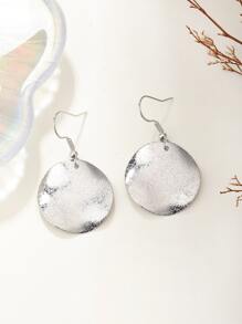 Brincos pendentes texturizado metal disco
