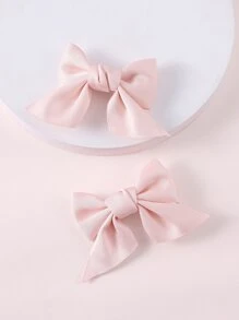 2pcs Set Elegant Minimalist Stylish Bow Knot Hair Clips, Cute For Teen - Baby Pink - View 2